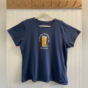 Life Is Good Crusher Tee Short Sleeve Navy Blue Holiday Beer Women’s XXL